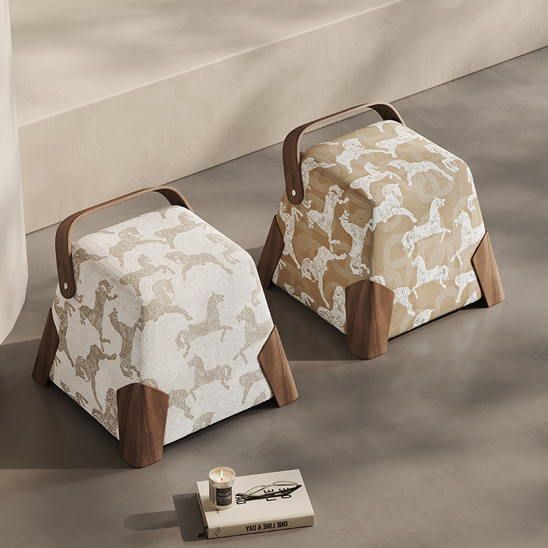 American light luxury cream style shoe bench Italian minimalist designer