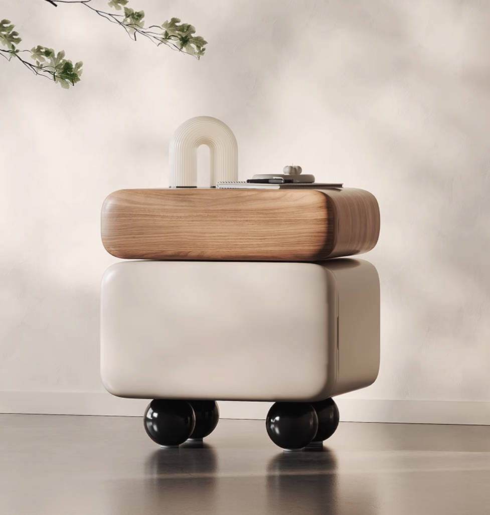 Italian light luxury designer patented bedside table storage cream style