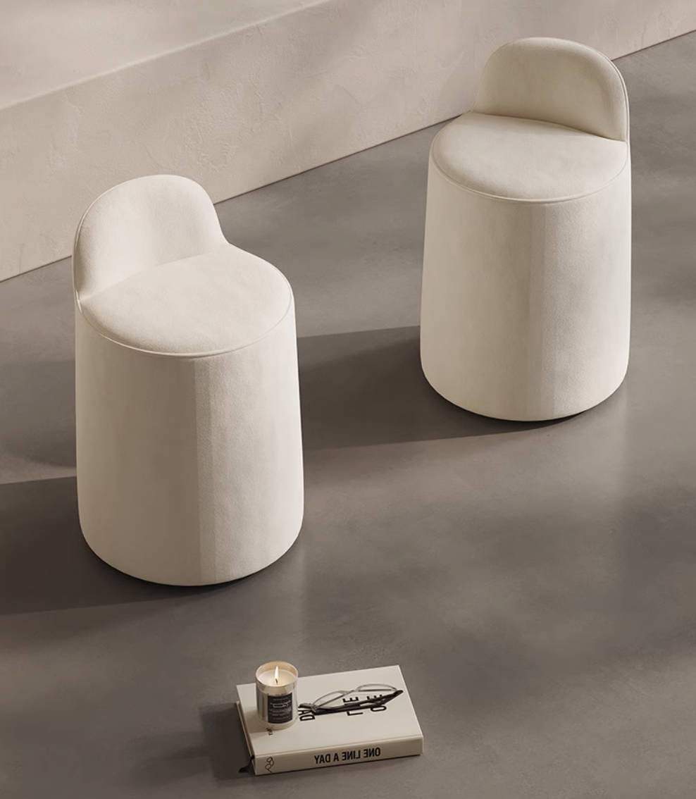 Italian light luxury cream style dressing stool cat claw cloth Italian minimalist